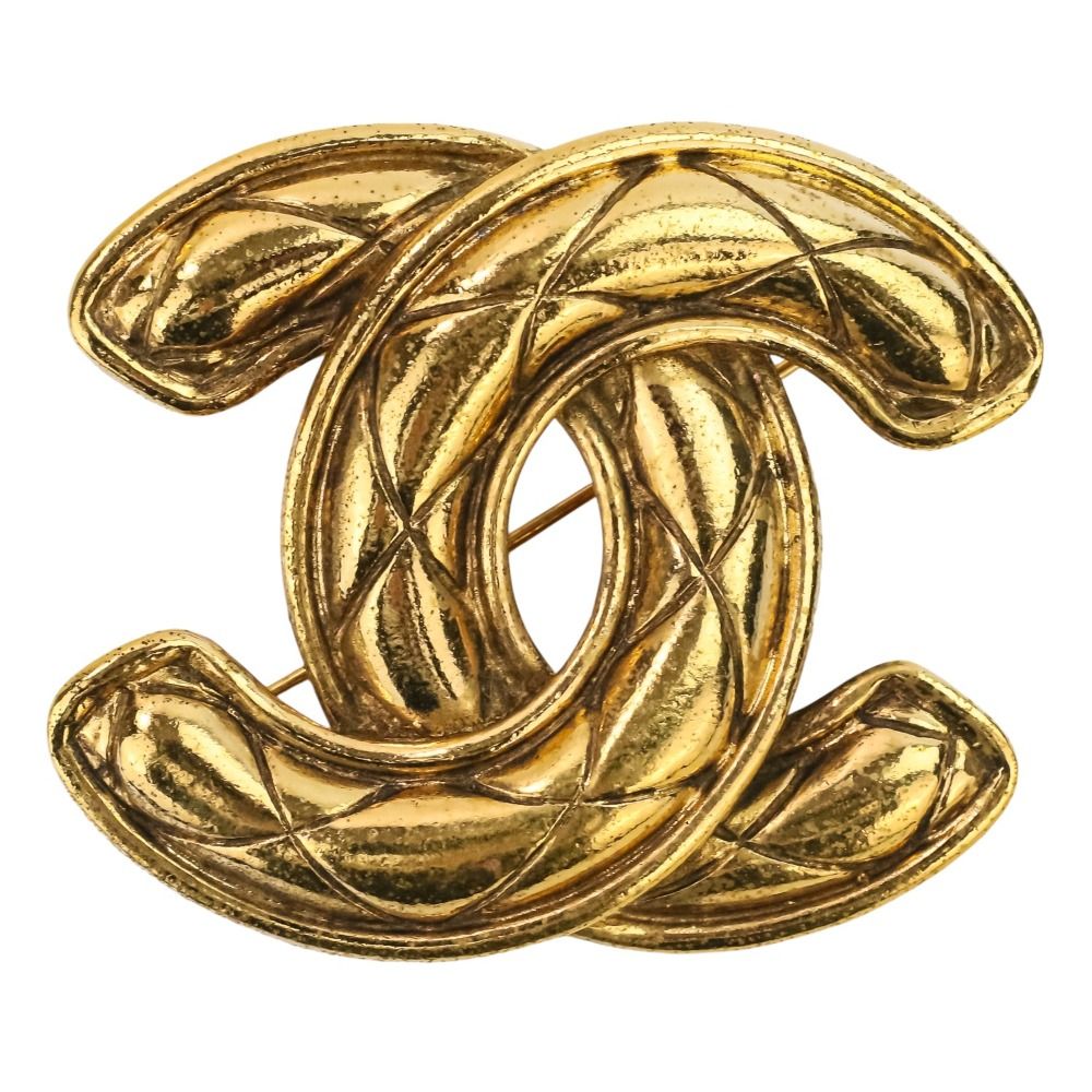 CHANEL シャネル ヴィンテージ マトラッセ ココマーク ブローチ ゴールド レディース 古着