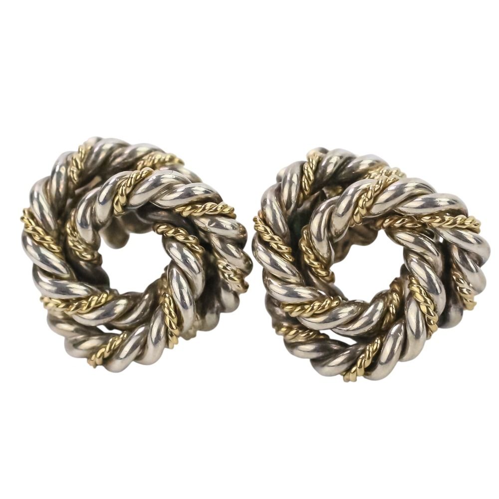 良品 TIFFANY&Co. ティファニー SV925 K18 ツイストサークル ピアス