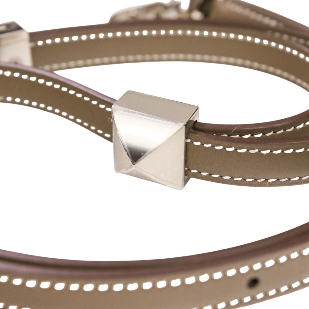 HERMES エルメス クルー メドール バンドリエール ショルダーストラップ W刻印 エトゥープ シルバーカラー金具 レディース 古着