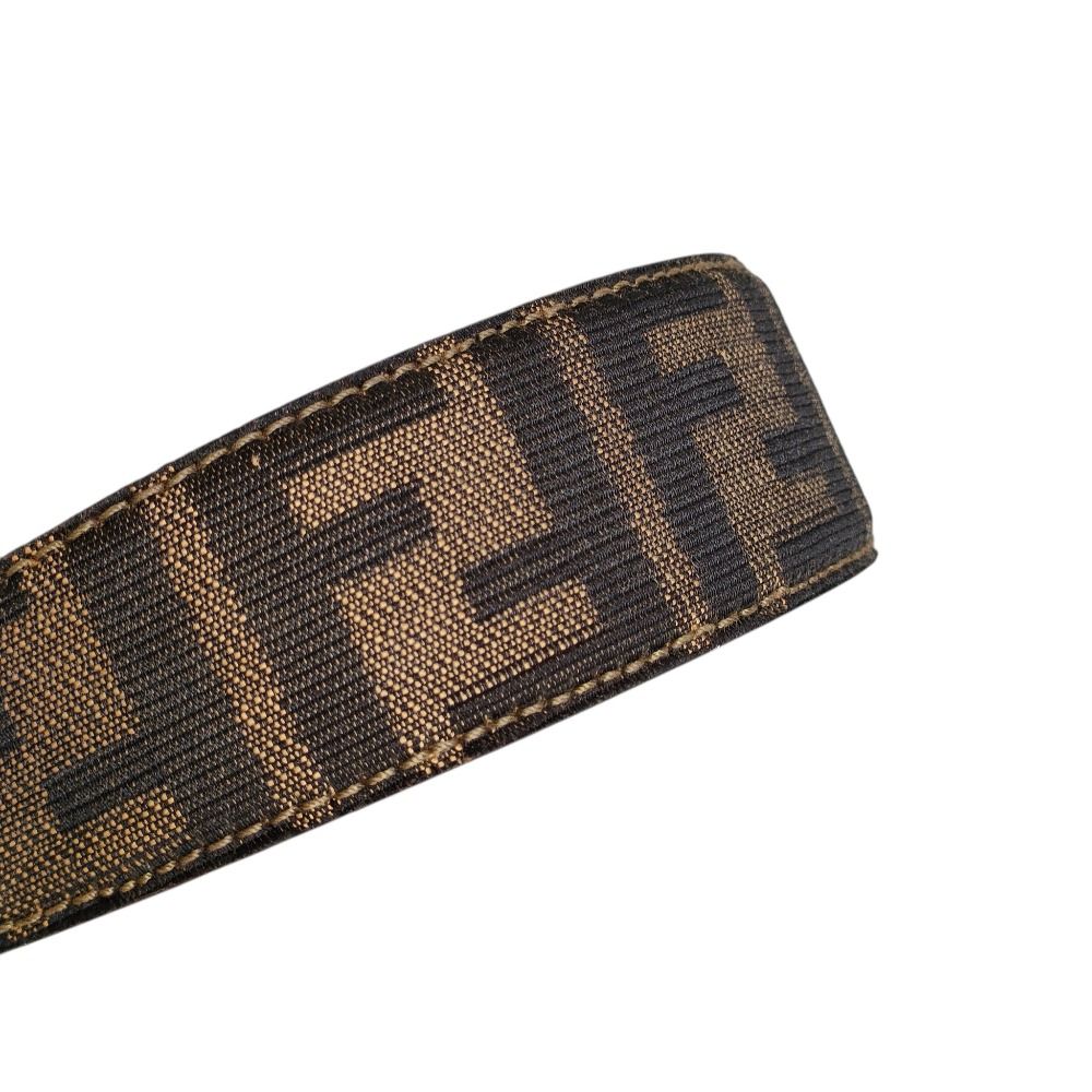 良品 FENDI フェンディ レザー ズッカ柄 FF ヘアバンド カチューシャ