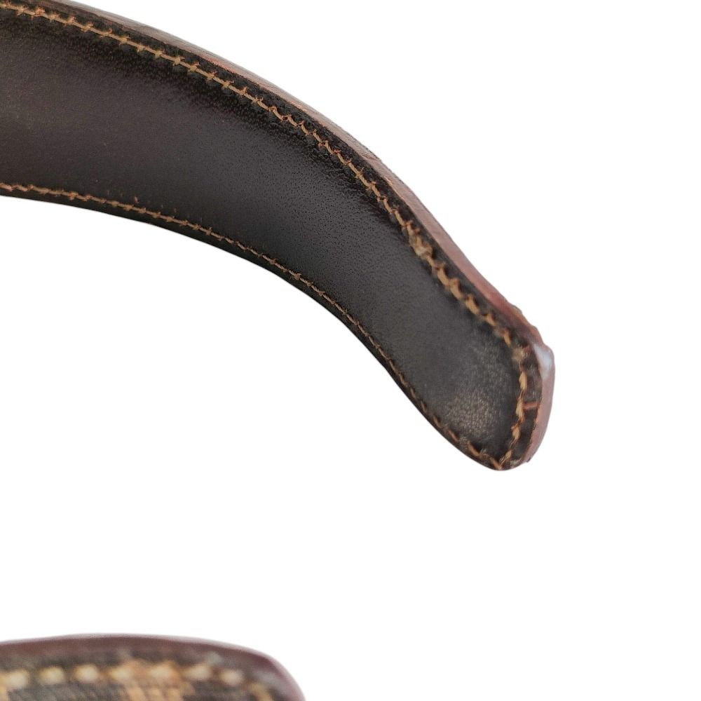 良品 FENDI フェンディ レザー ズッカ柄 FF ヘアバンド カチューシャ