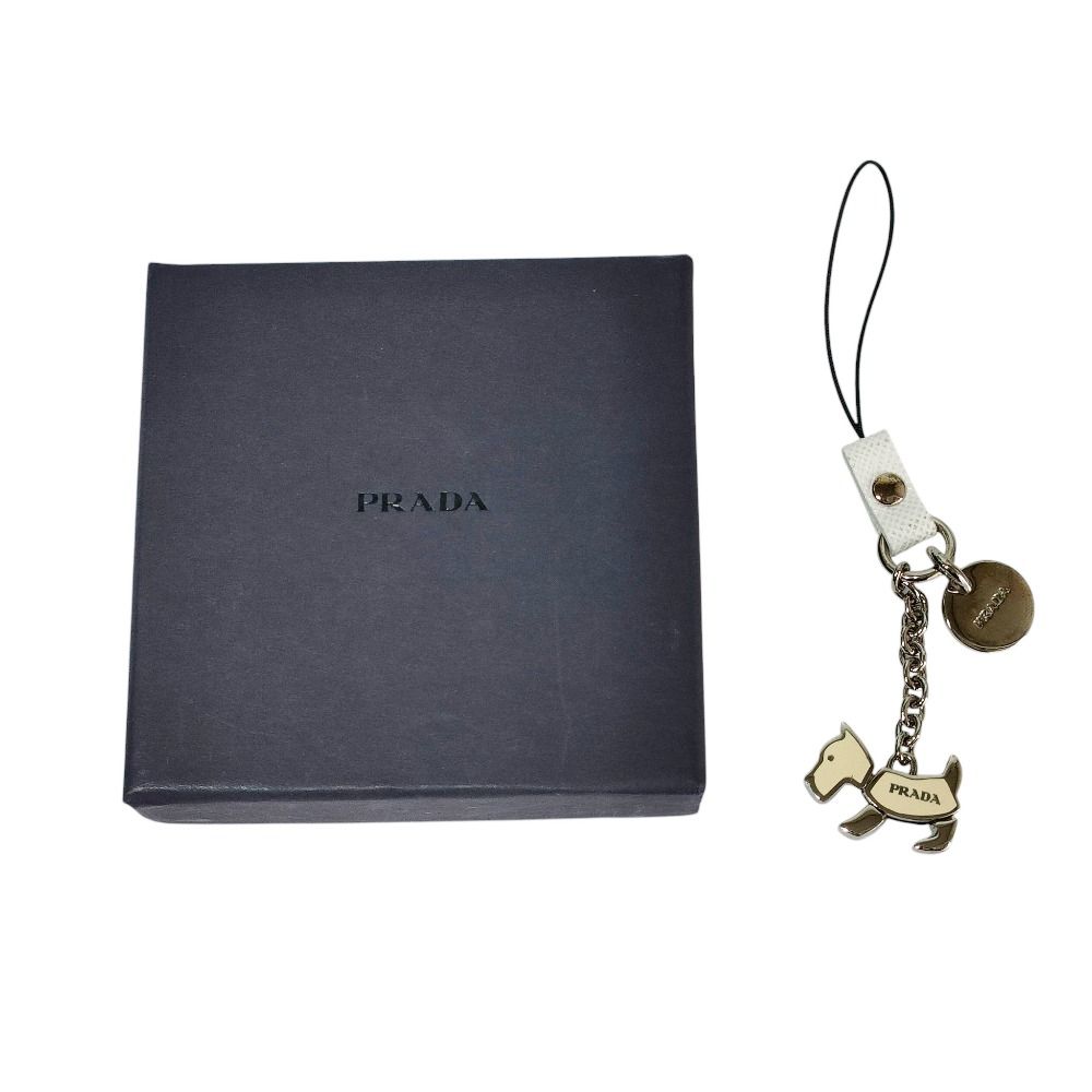 良品 PRADA プラダ ドッグ チャーム ストラップ キーホルダー 箱付き