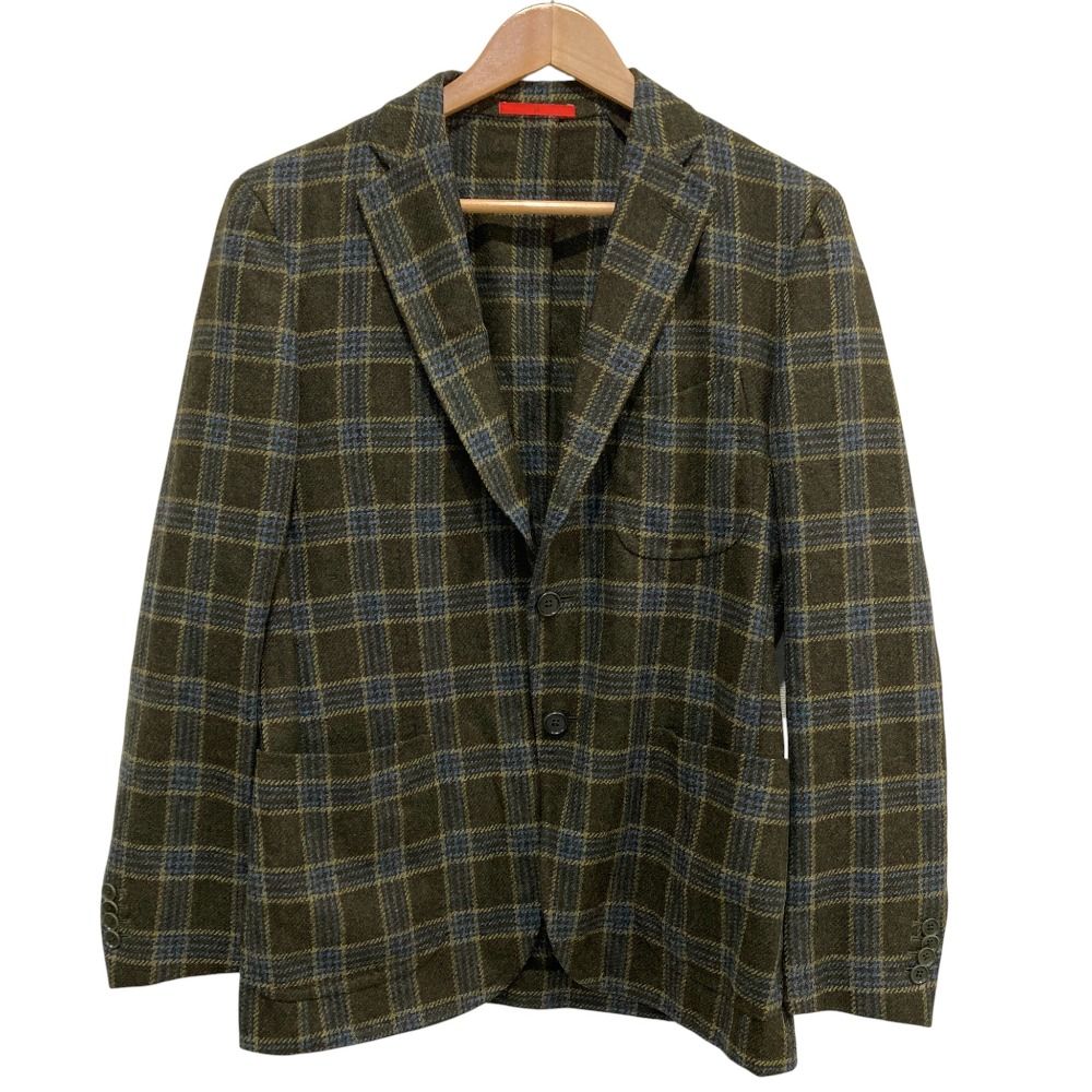 美品 ISAIA イザイア チェック柄 ウール テーラードジャケット サイズ