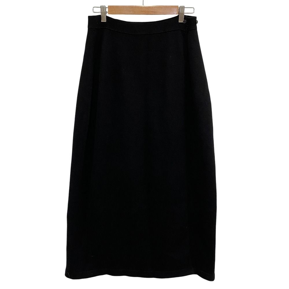 YANG LI ヤンリー ラップ ロングニットスカート サイズ38 ブラック レディース 古着