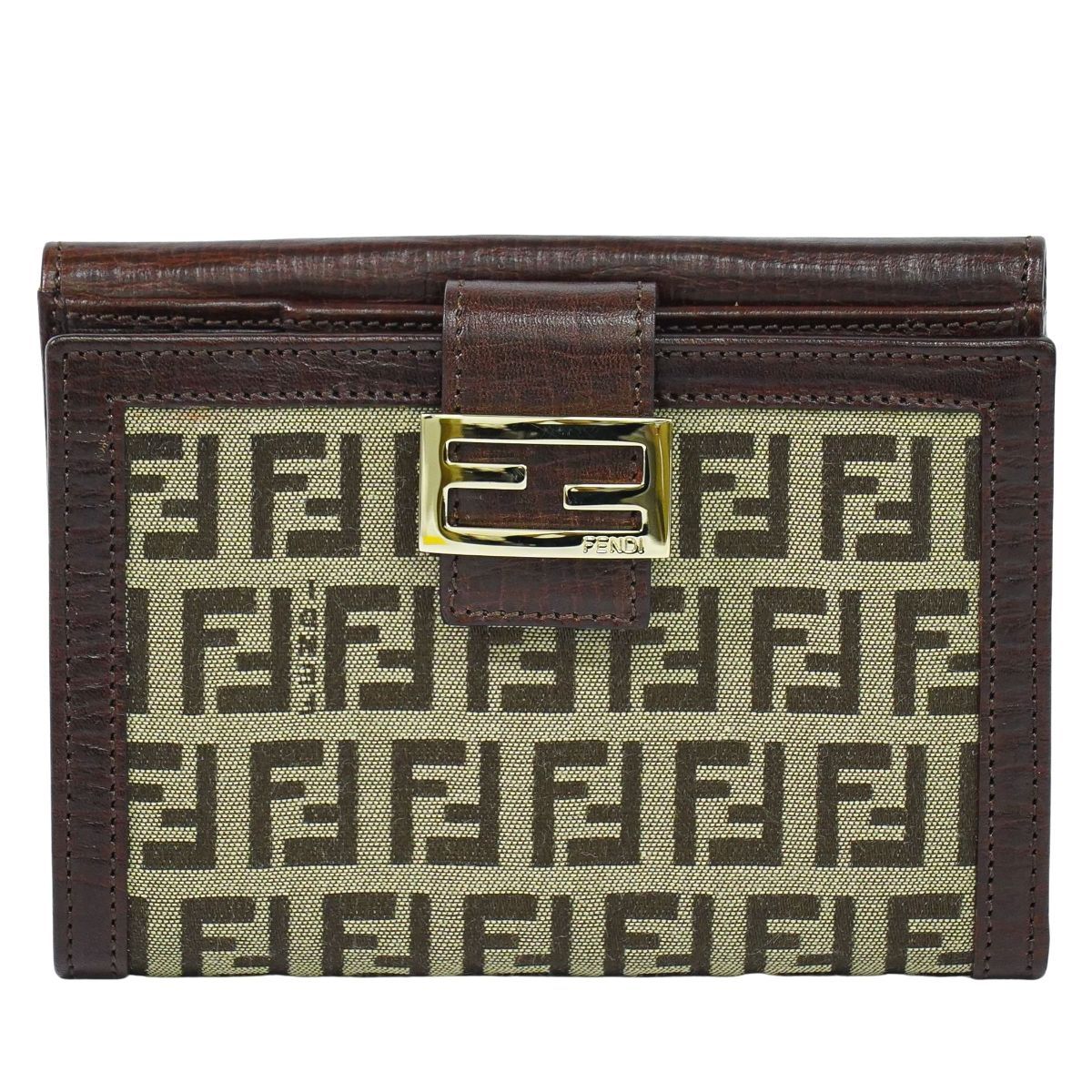 本物 フェンディ FENDI ズッキーノ 二つ折り 折財布 コンパクト