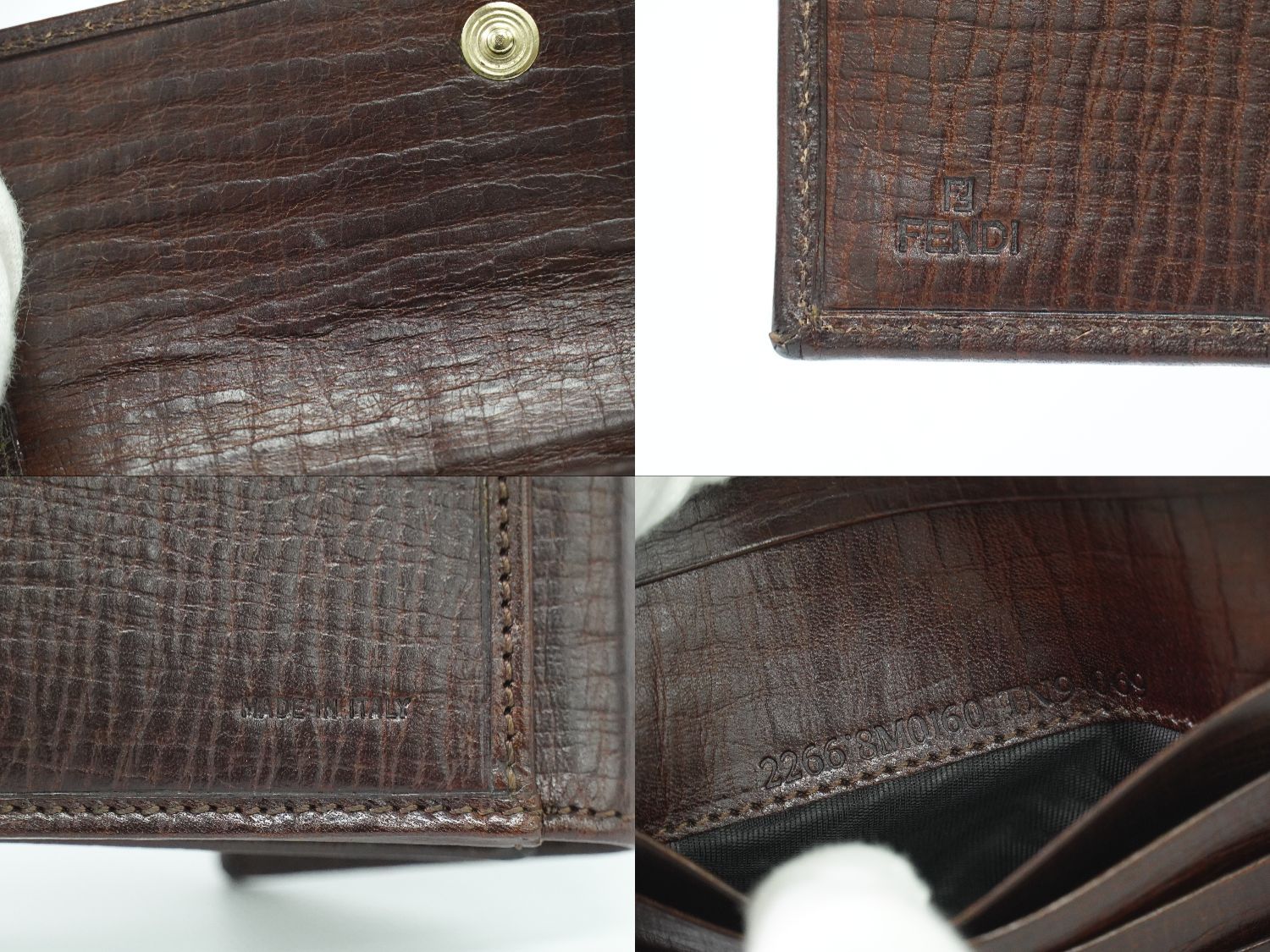 本物 フェンディ FENDI ズッキーノ 二つ折り 折財布 コンパクト