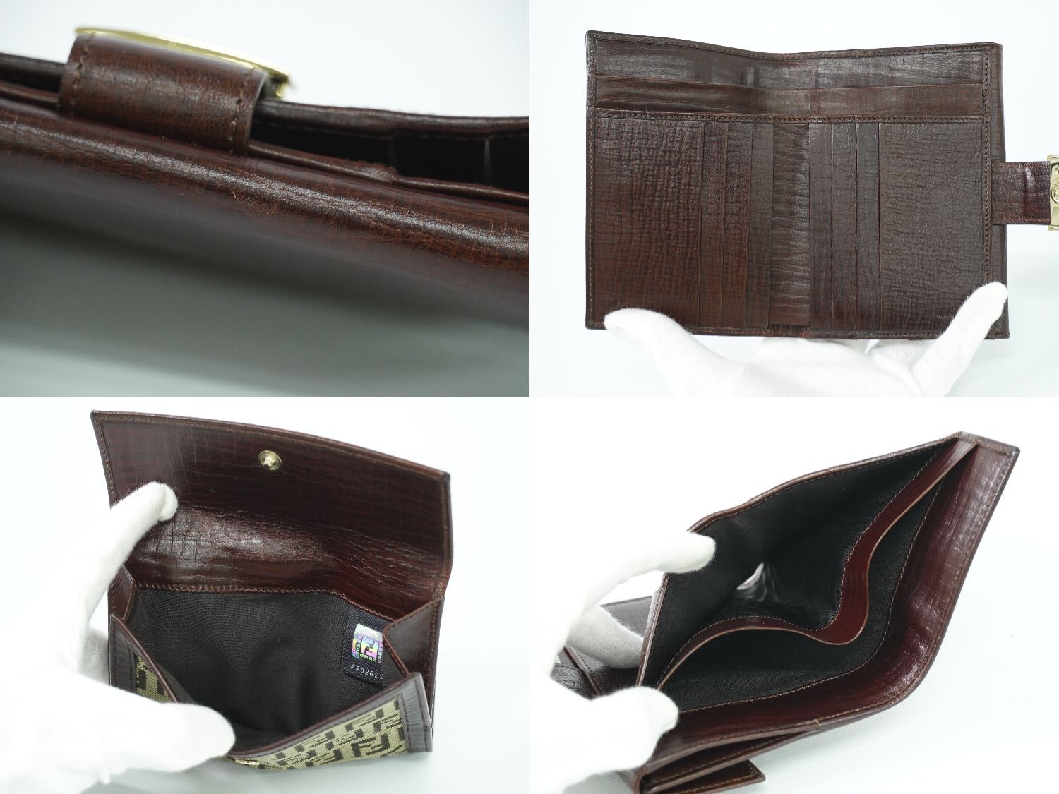 本物 フェンディ FENDI ズッキーノ 二つ折り 折財布 コンパクト