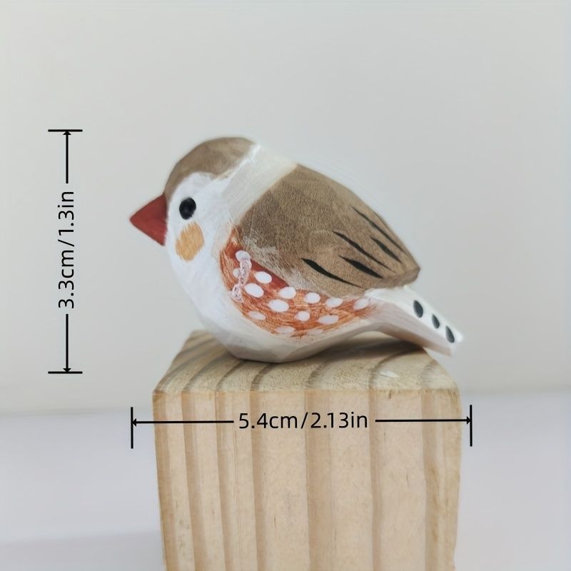 ハンドメイド木製置物 SGYP198 置物 手彫り木製スズメオブジェ 5.8cm｜ハンドメイド・手描き