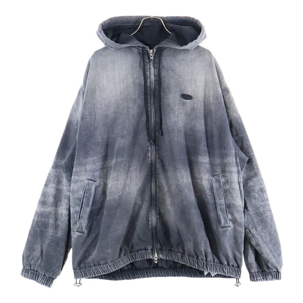 DIESEL ディーゼル D-OFFY-S フロントロゴ ジップアップ デニムブルゾン フーデッド ジャケット グレー A 18343