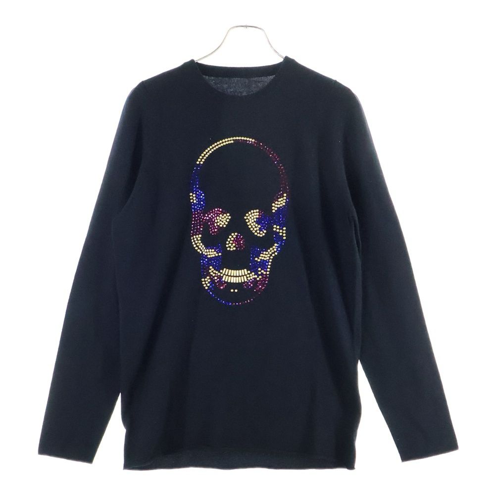 ルシアンペラフィネ カシミヤ スカル ニット ラインストーン Vネック ブラック lucien pellat-finet (ルシアンペラフィネ) ラインストーン スカル