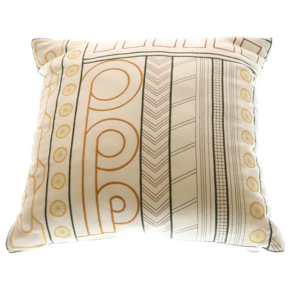 HERMES エルメス 23 SS Fete au Faubourg フェイト オ フォーブル 幾何学柄 カシミヤ クッション ベージュ