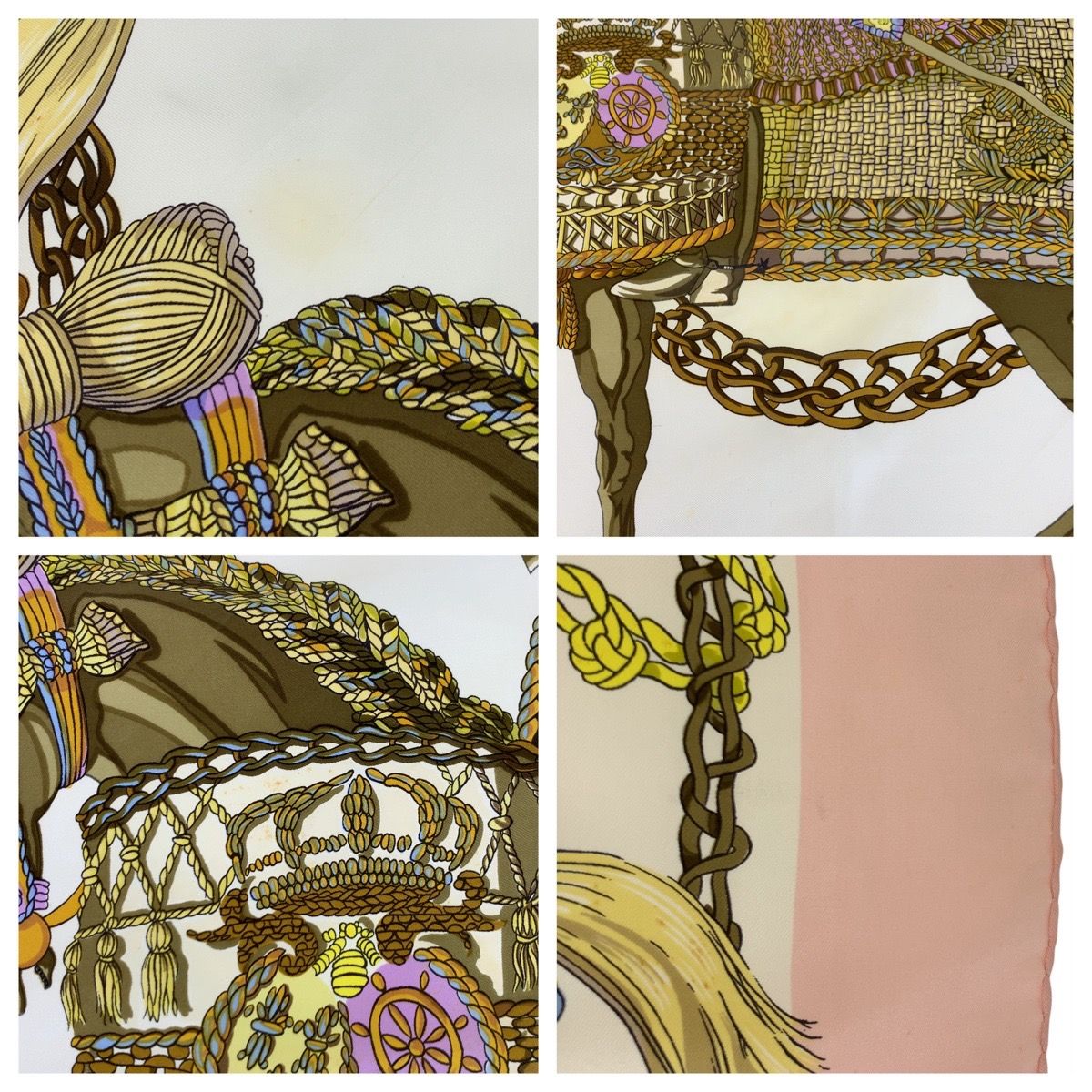 HERMES エルメス ティンパニ奏者 カレ90 ピンク マルチカラー シルク