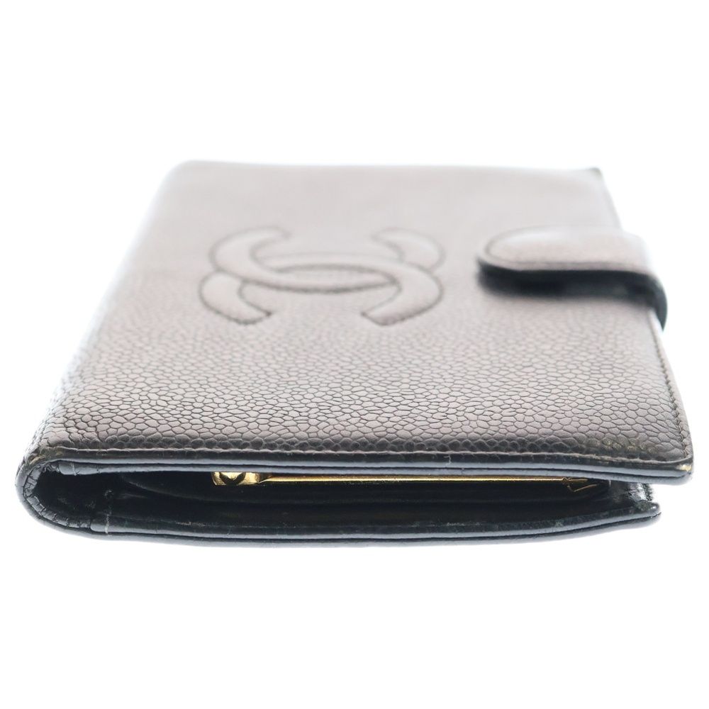 CHANEL (シャネル) ココマーク キャビアスキン レザー がま口 ロング