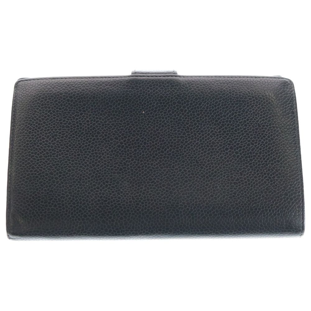 CHANEL (シャネル) ココマーク キャビアスキン レザー がま口 ロング