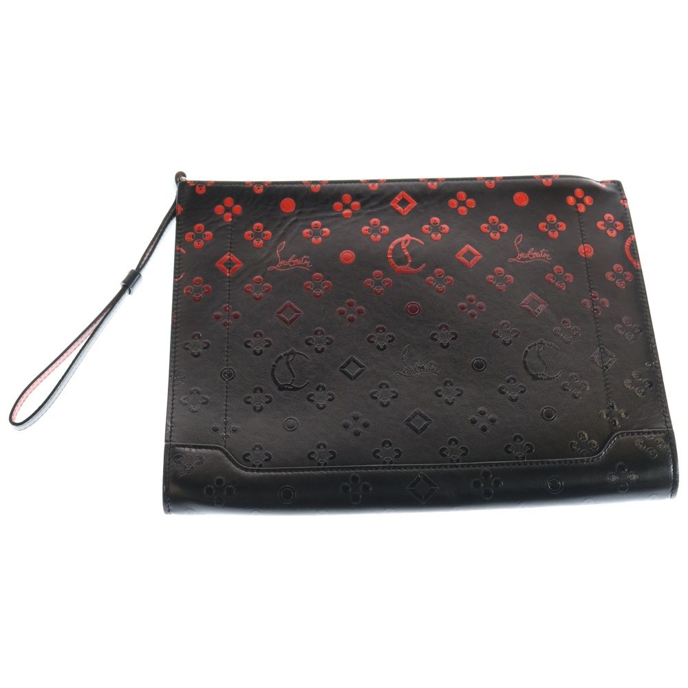 CHRISTIAN LOUBOUTIN クリスチャンルブタン グラデーションクラッチバック ストラップ付き ブラック|レッド