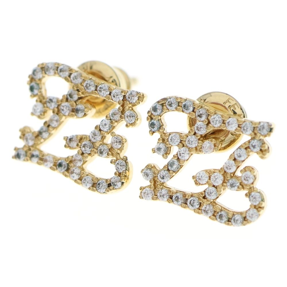 FENDI (フェンディ) FFロゴ ラインストーン ピアス ゴールド GP - メルカリ