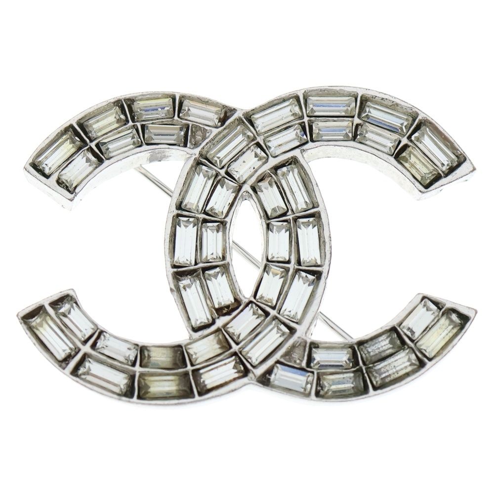 CHANEL シャネル ココマーク ブローチ クリアストーン コサージュ レディース クリスタル|シルバー