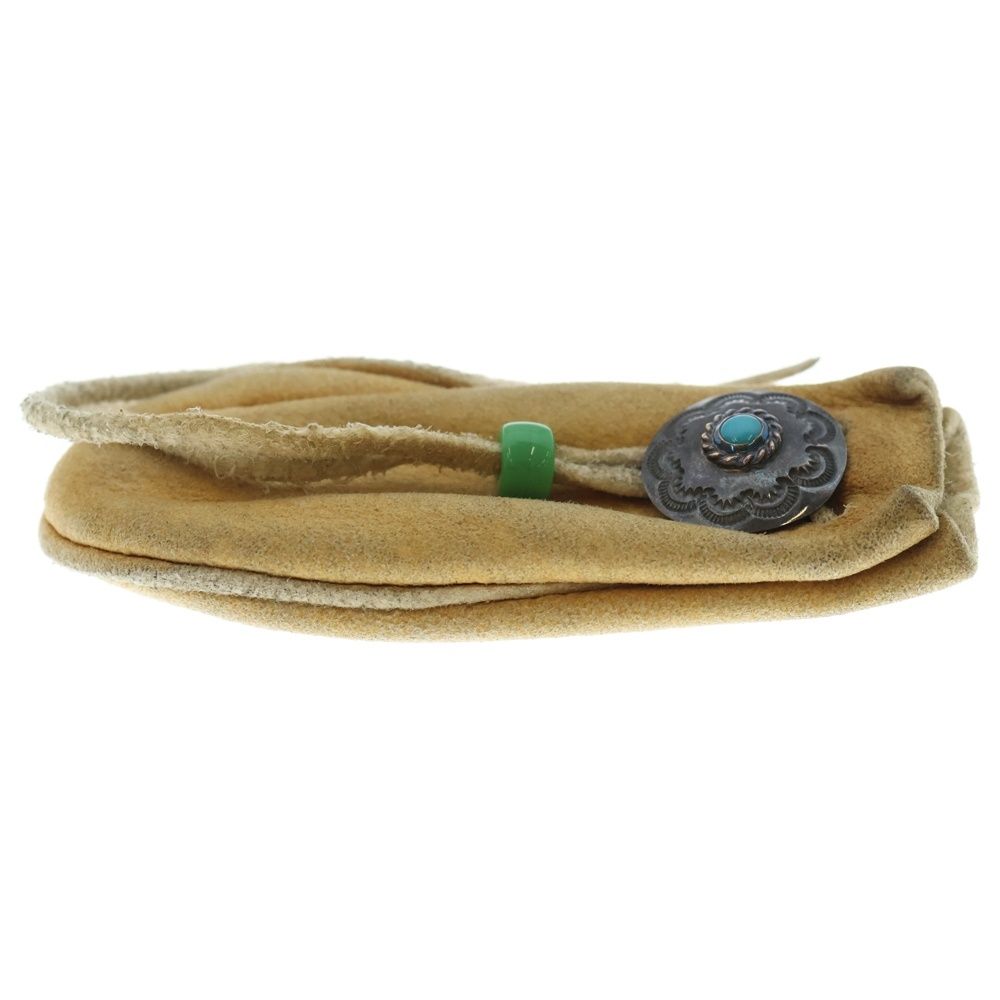 goro's (ゴローズ) 金縄ターコイズ付きコンチョ 巾着ポーチ ベージュ