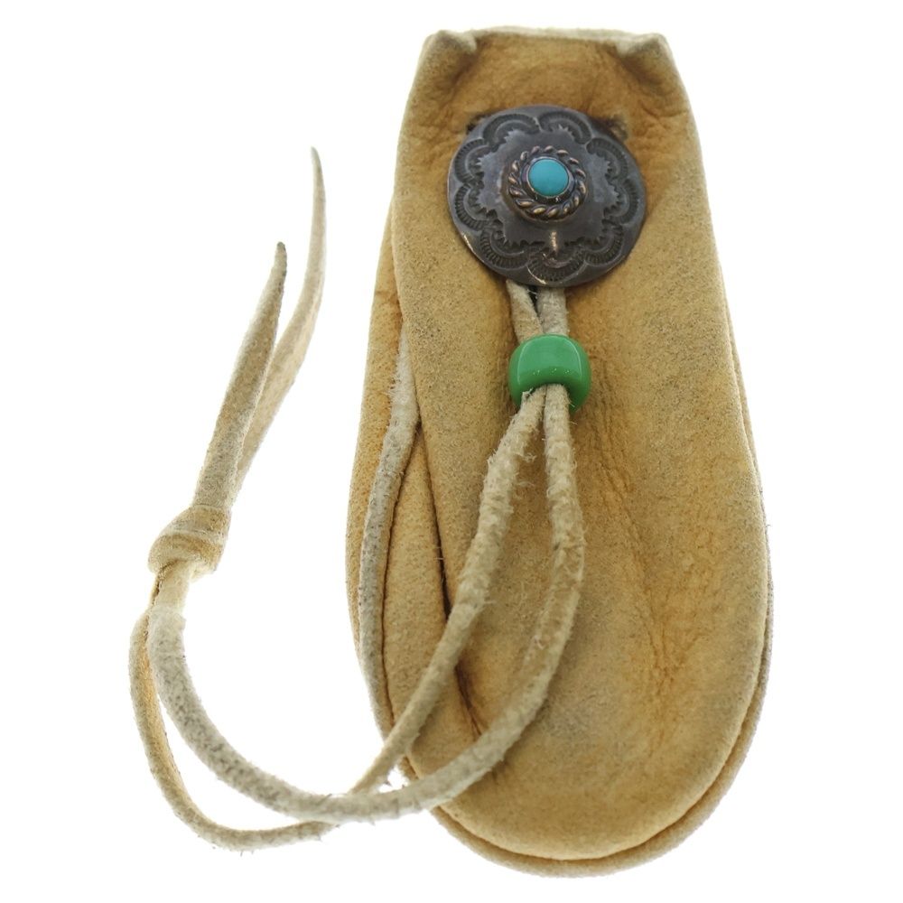 goro s ゴローズ 金縄ターコイズ付きコンチョ 巾着ポーチ ベージュ