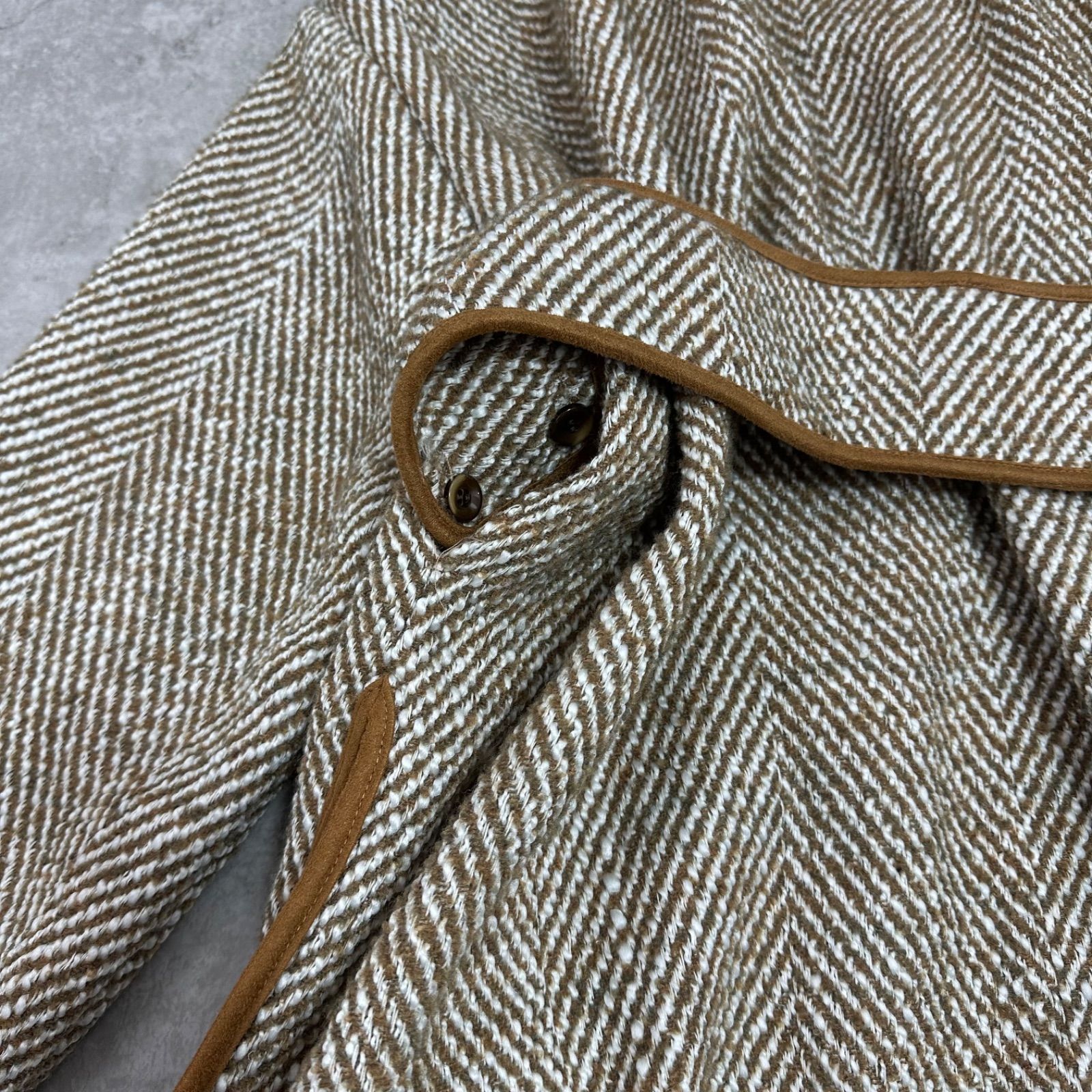 未使用】AMERI アメリ OVER 2WAY HERRING BONE COAT FREE キャメル 