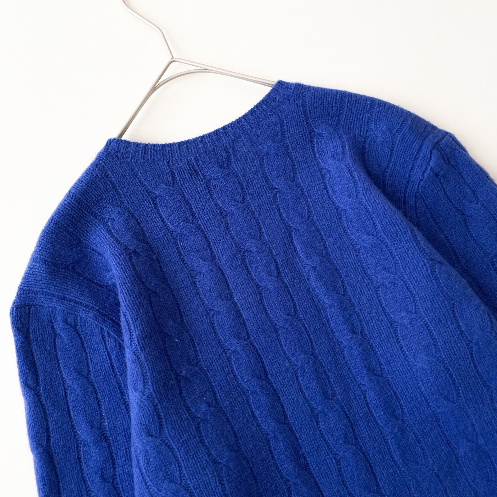 POLO RALPH LAUREN カシミヤ混 ケーブルニット Lサイズ 美品 ブルー