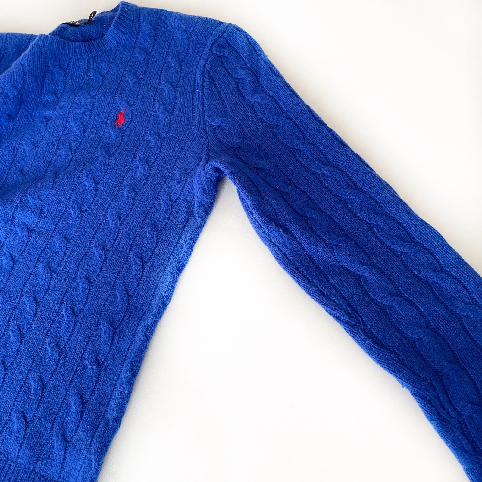 POLO RALPH LAUREN カシミヤ混 ケーブルニット Lサイズ 美品 ブルー