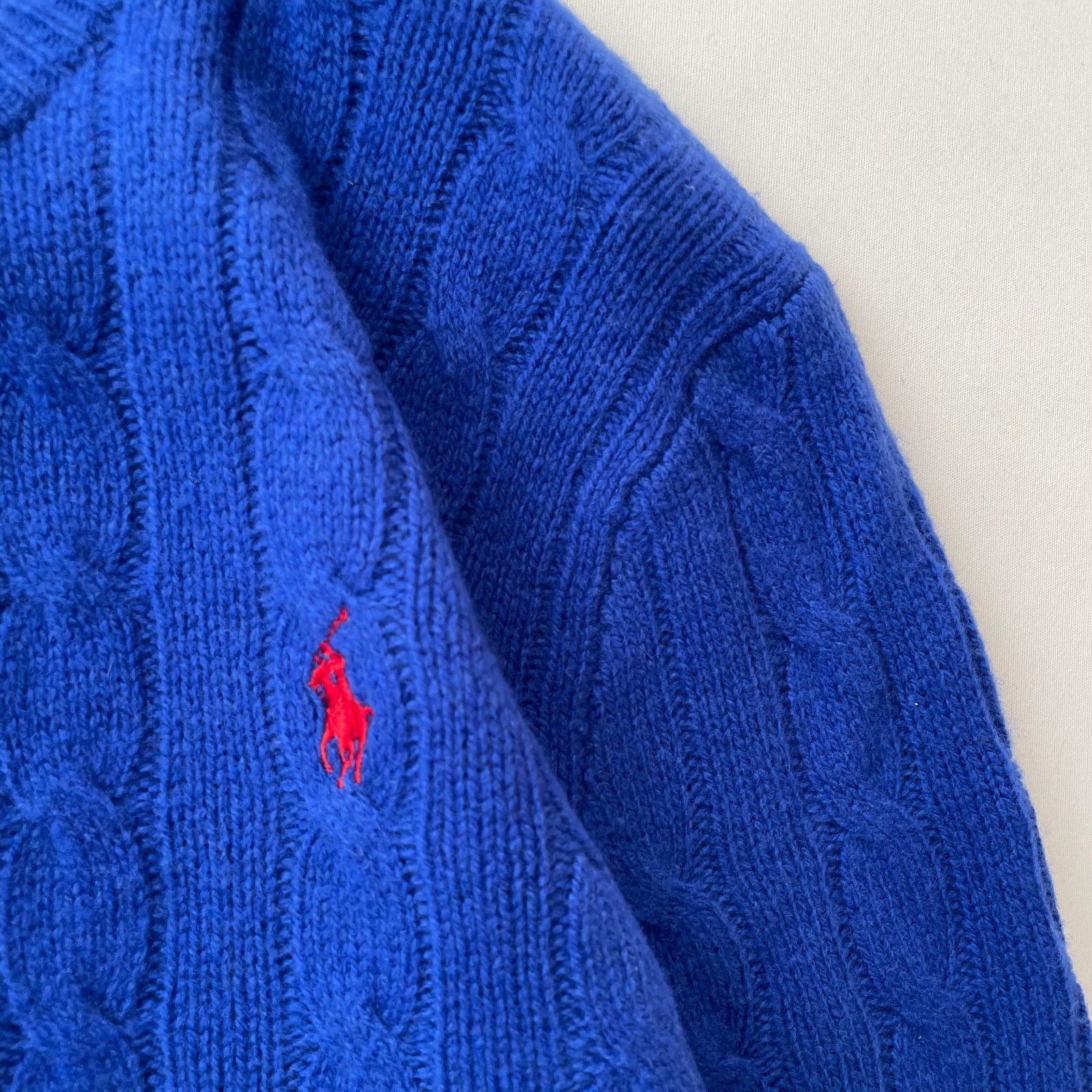POLO RALPH LAUREN カシミヤ混 ケーブルニット Lサイズ 美品 ブルー