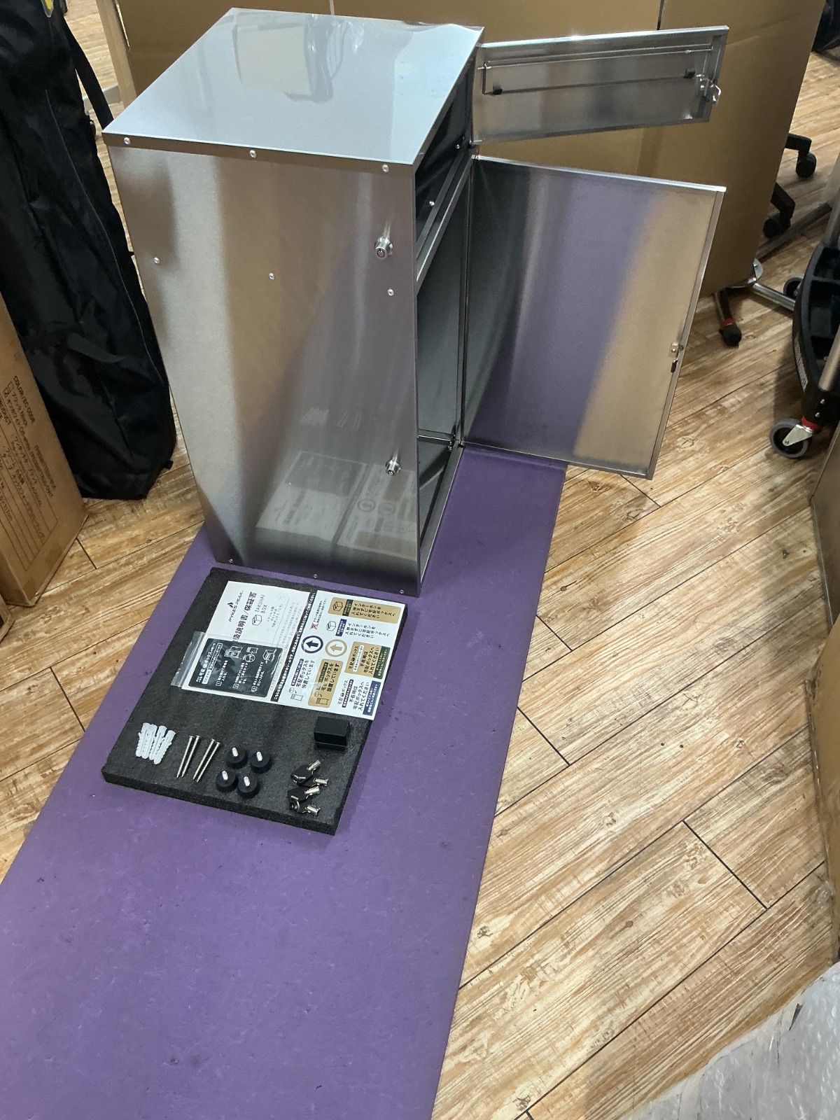 P0297 宅配ボックス ミラ　260313-1 訳アリ】P0297 宅配ボックス ミラ ポスト付 ポスト一体型 ステンレス