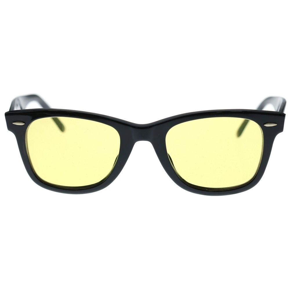 Ray Ban レイバン ウェイファーラー サイドロゴ ウェリントン フレーム サングラス 眼鏡 ブラック イエロー RB 2140‐F