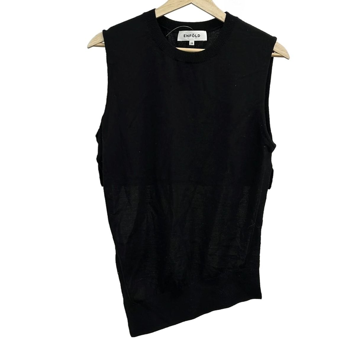 R353/美品 23AW ENFOLD タックショートニット 38 M グレー R353⁄美品