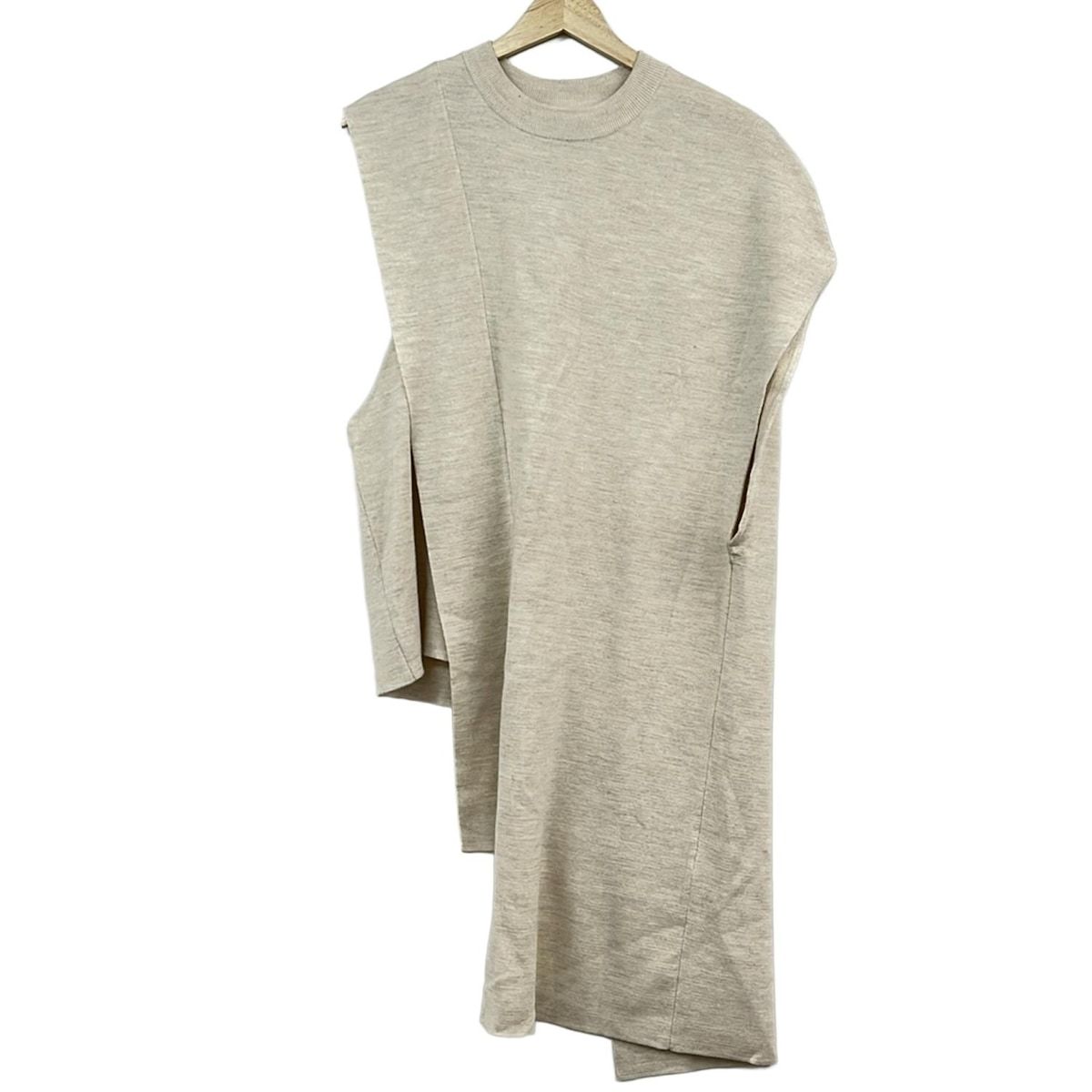 ENFOLD エンフォルド チュニック サイズ38 M レディース - ベージュ クルーネック 半袖 変形デザイン