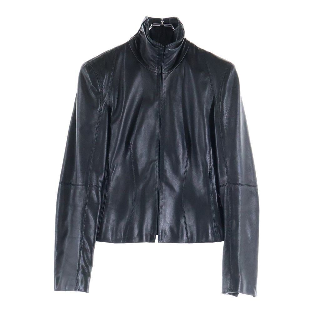LOEWE ロエベ ラムレザー スタンド ジップアップ シングルライダース ジャケット ブラック