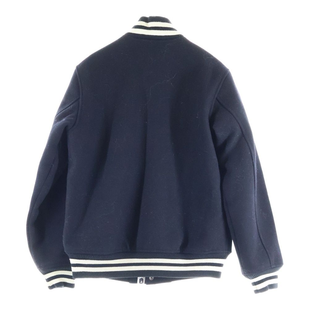 A BATHING APE アベイシングエイプ PIRATE ロゴ刺繍 ウールスタジャン スナップブルゾン ブラック 4910-141-001