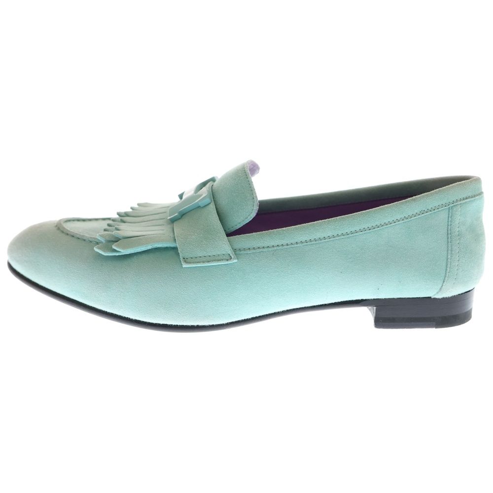 HERMES エルメス ロワイヤル Hロゴバックル スエードレザー モカシン ローカットシューズ ローファー ライトブルー レディース