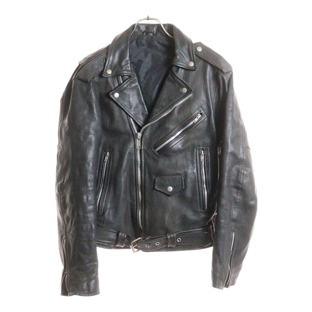 NO BRAND ノーブランド VINTAGE ヴィンテージ YKKジッパー レザー ダブルライダースジャケット ブラック