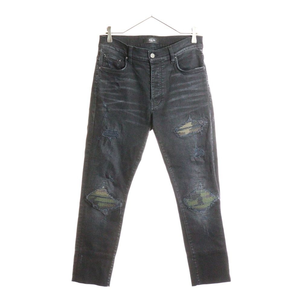 AMIRI アミリ MX 1 クラッシュ加工 ストレッチスキニーパンツ ブラック