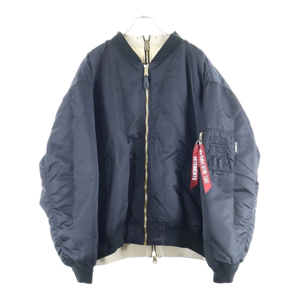ヴェトモン 20 AW リバーシブルダブルジッパー ミリタリージャケット ブルゾン ブラック|アイボリー