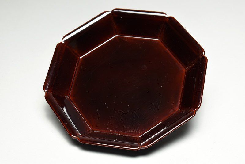 蔵A 4912 I 木製溜塗 輪花盆 茶道具