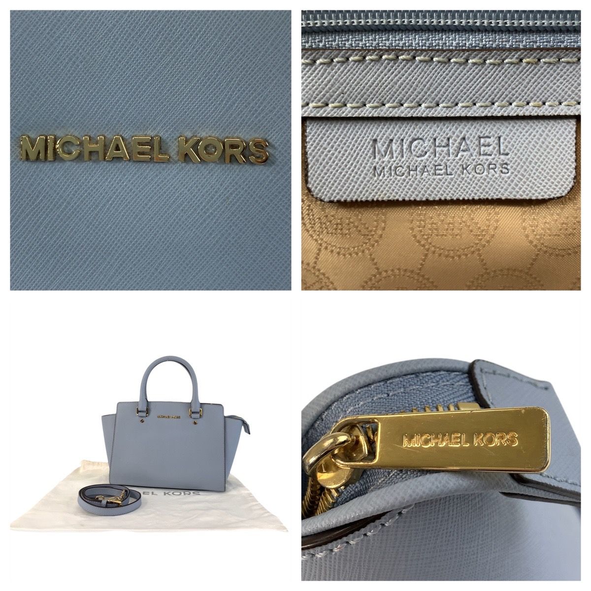 美品 Michael Kors マイケルコース ブルー ゴールド金具 レザー