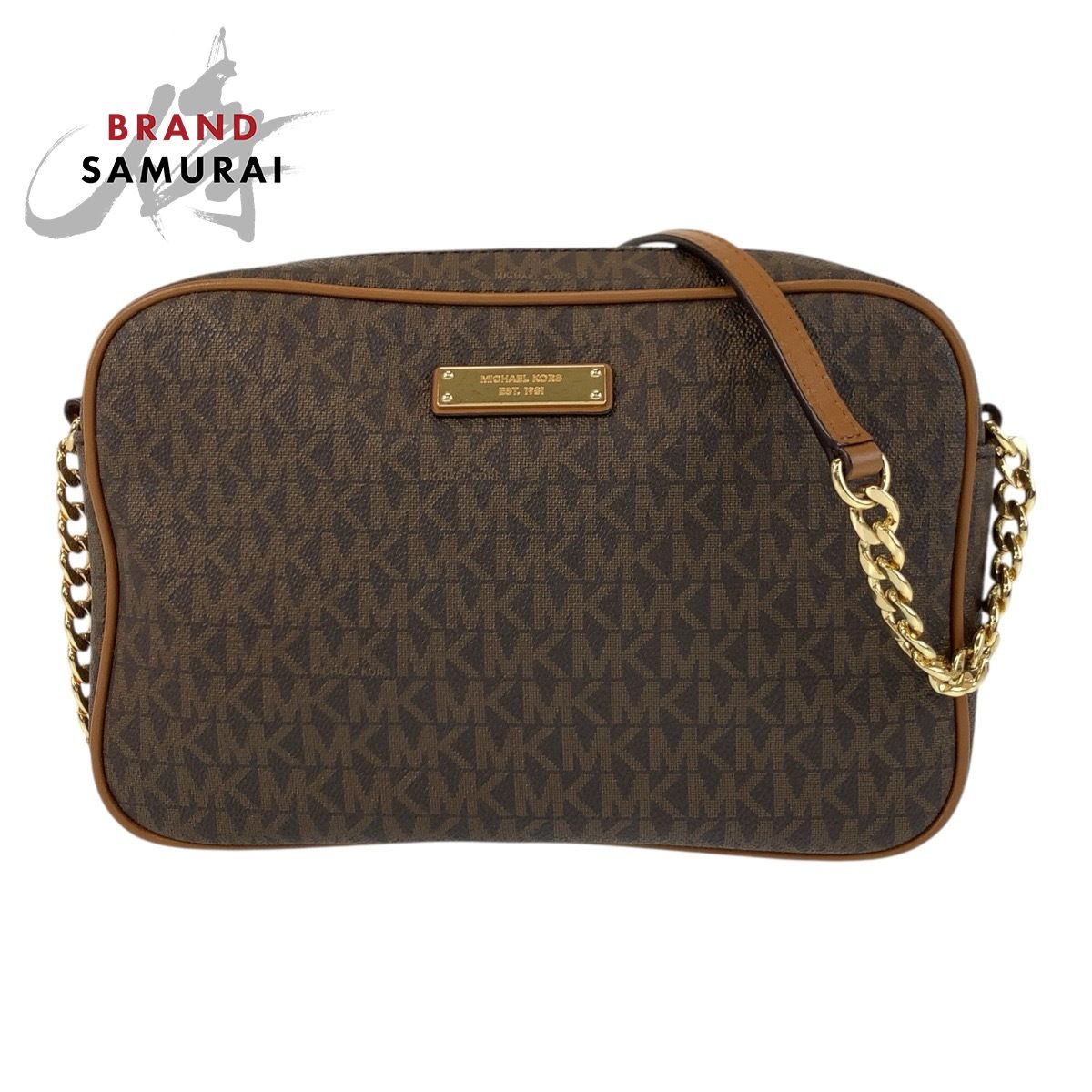 Michael Kors マイケルコース ブラウン ゴールド金具 PVC ショルダーバッグ ポシェット レディース 506447