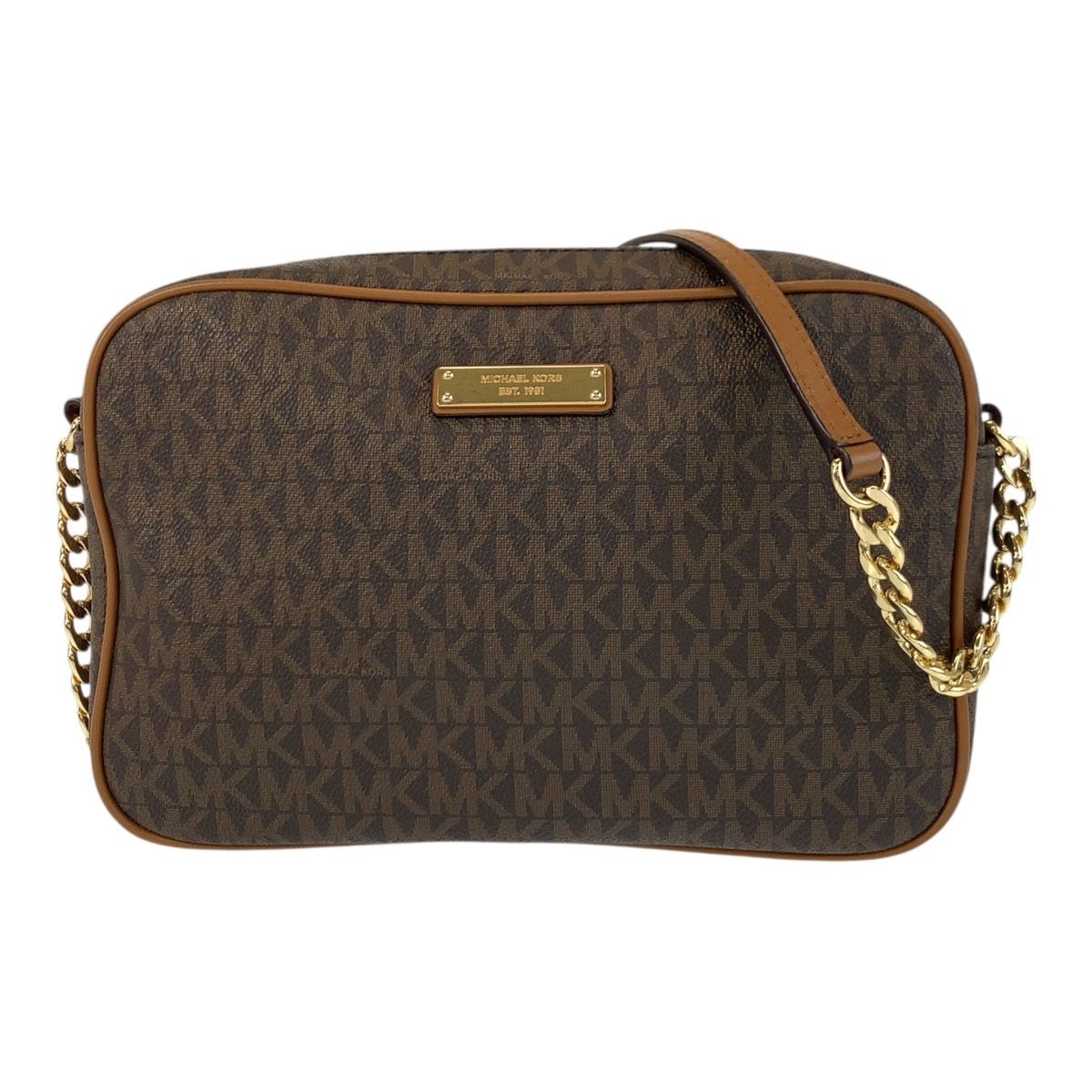 Michael Kors マイケルコース ブラウン ゴールド金具 PVC ショルダーバッグ ポシェット レディース 506447