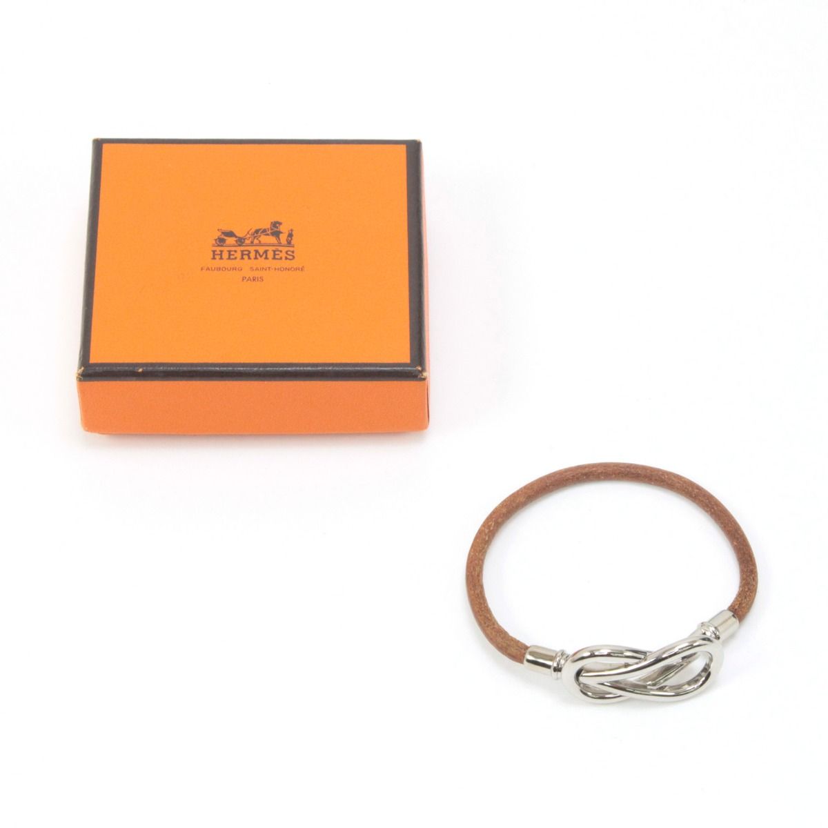 HERMES アタメブラウンレザーブレスレット HERMES エルメス ブレスレット アタメレザーブレスレット 約16