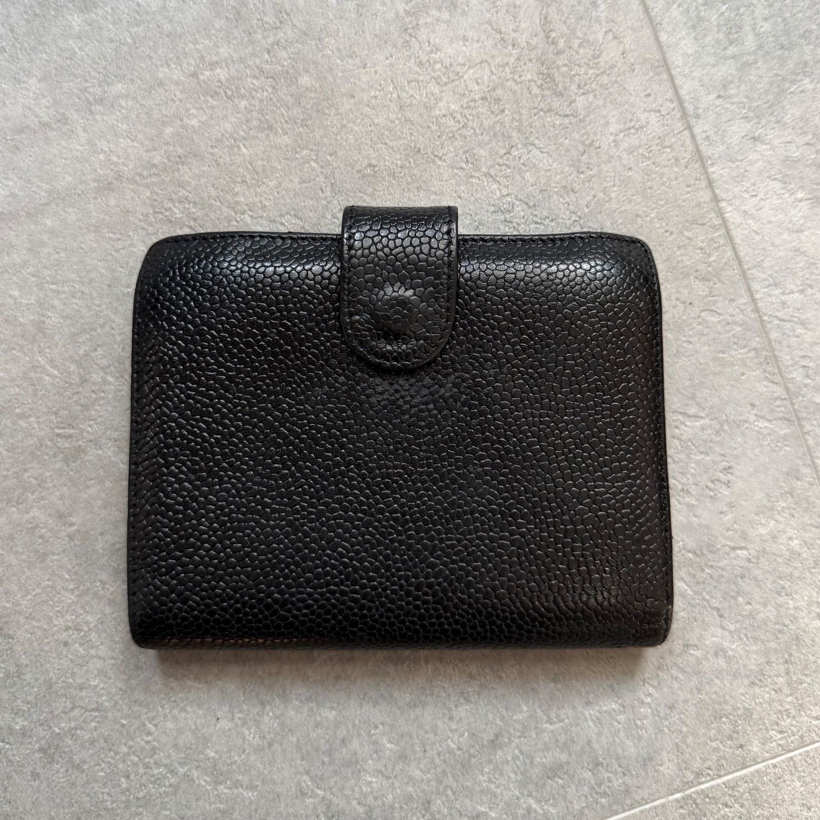 CHANEL シャネル キャビアスキン 二つ折り財布 ココマーク ブラック