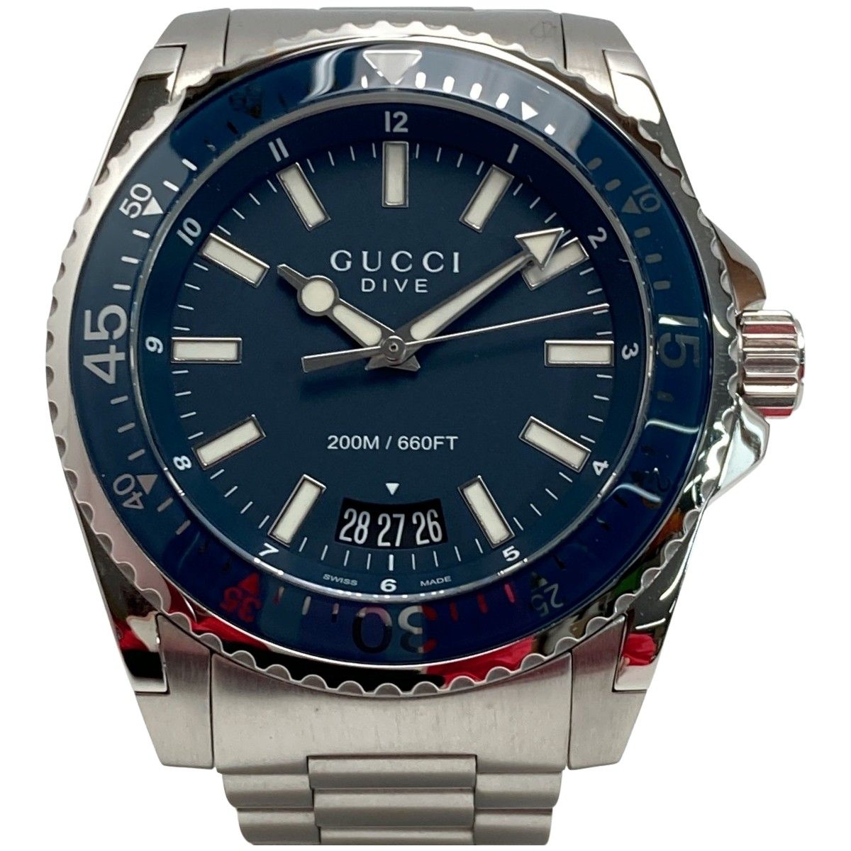 GUCCI グッチ ダイブ デイト 136.2 ブルー クォーツ メンズ 腕時計 箱