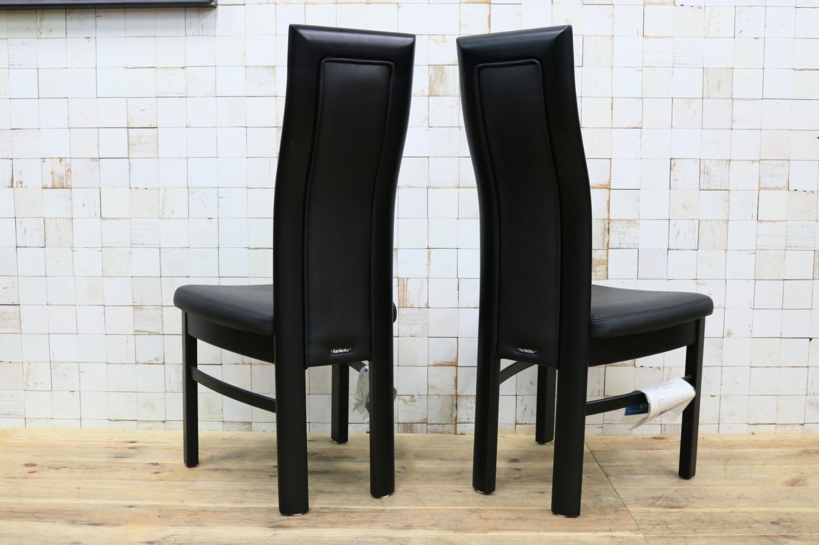 【カリモク】CE35シリーズ・ハイバックチェア①本革・ブラック・ダイニング GMIK661B◯karimoku / カリモク CE35 ダイニングチェア 2脚セット