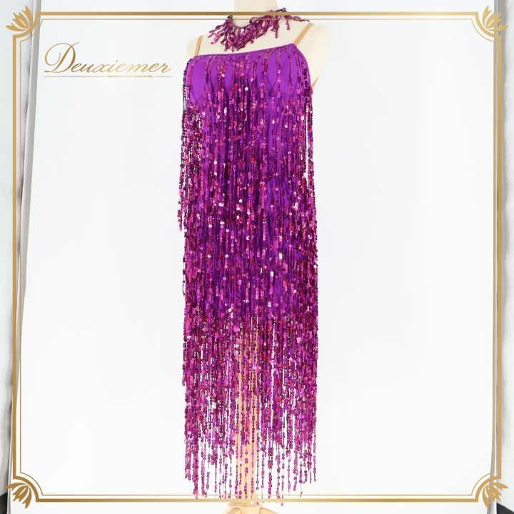 社交ダンス 衣装 ジャンティ gentil ラテンドレス ラテン ワンピース スパンコール デモ 競技 発表会 パーティ 軽い パープル系 ピンク系 フェスティバル きらきら ダンスウェア ダンス衣装 派手 派手系 フリンジ おしゃれ 女性用