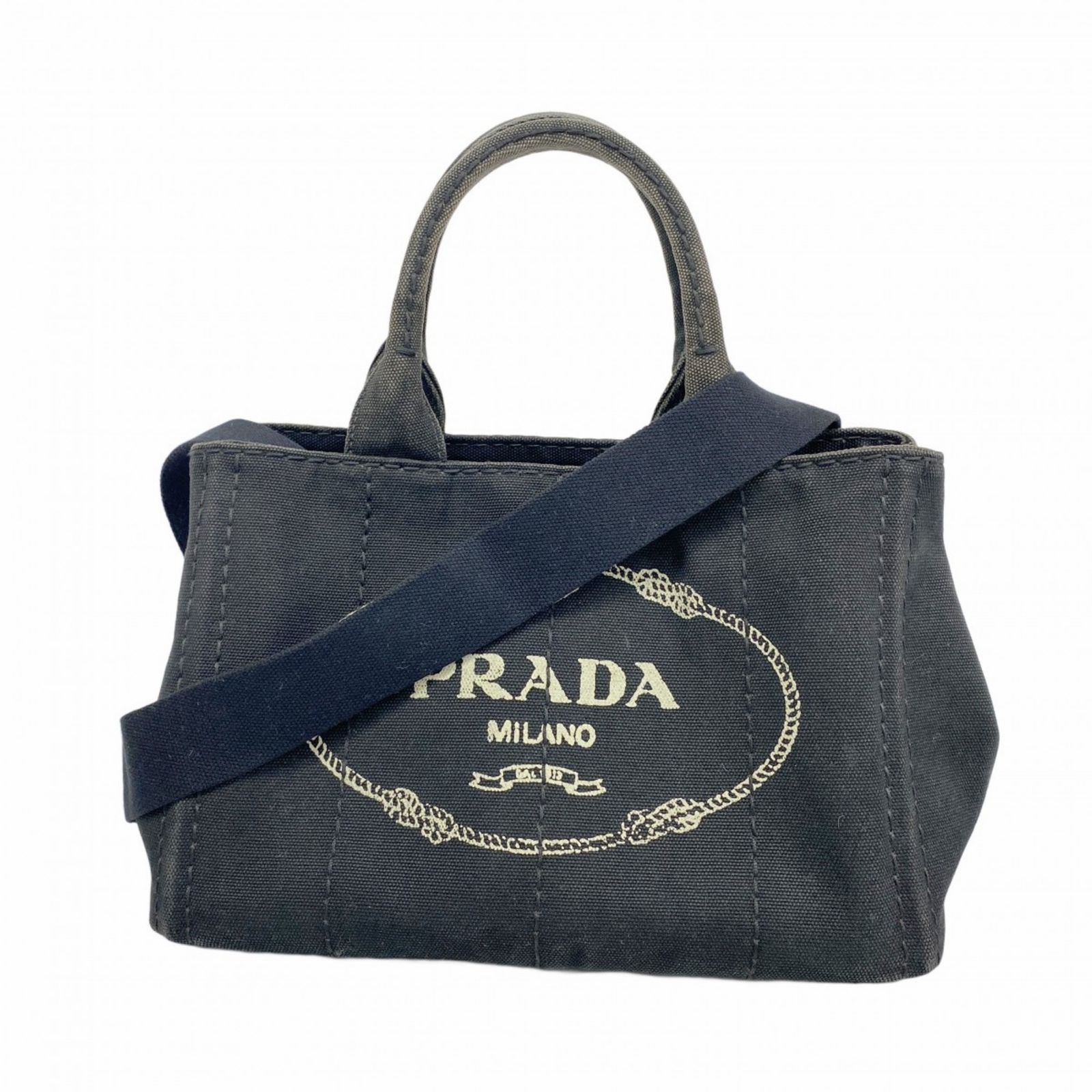 プラダ Prada ハンドバッグ カナパ キャンバス ブラック 2 wayバッグレディース
