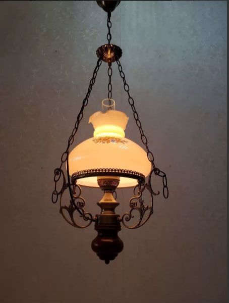 ヴィンテージ花柄ペンダントライト ガラス アンティーク