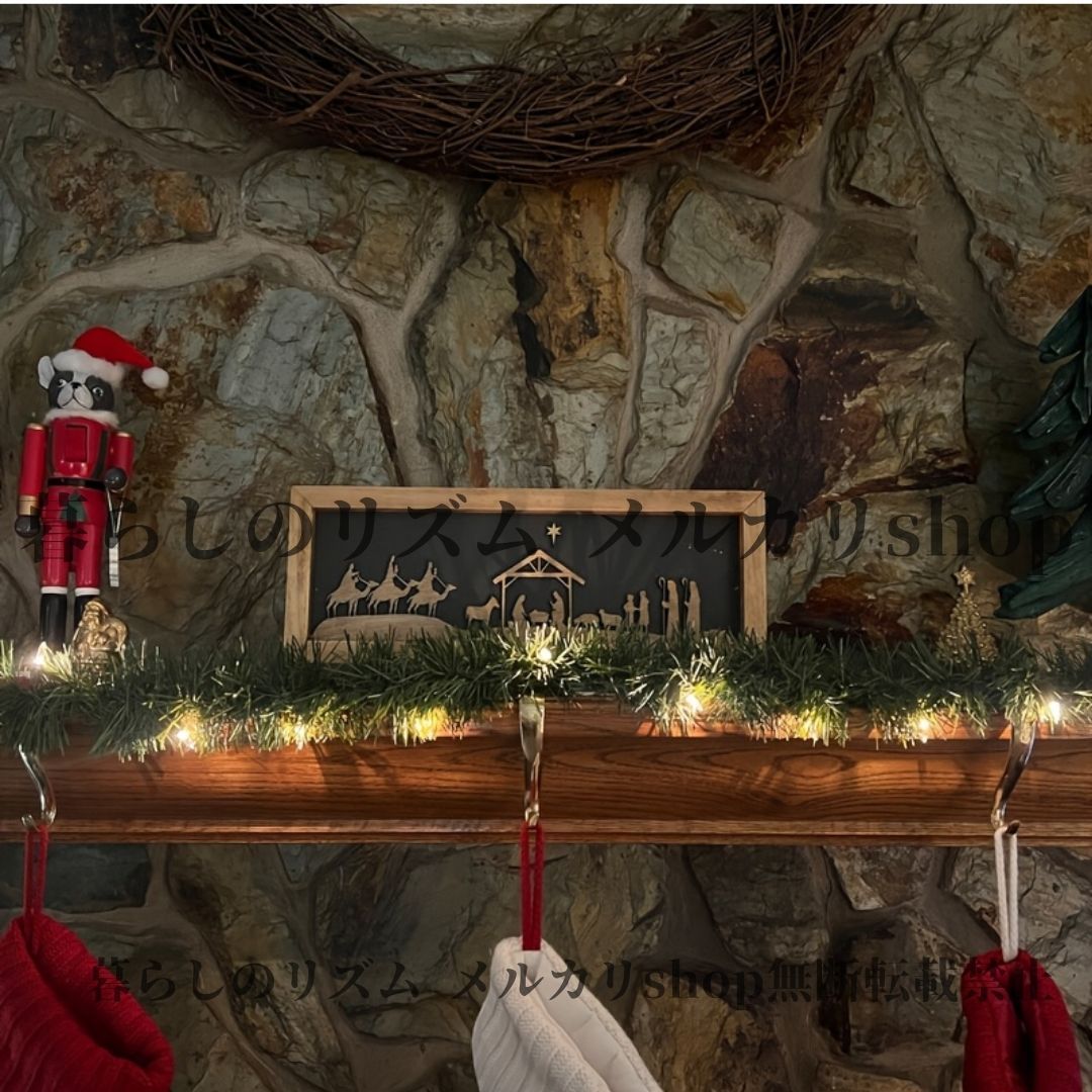 ウォールアート 木製 小さなキリスト誕生祭のシーン 星 羊飼い 動物 デコレーション 3 D立体デザイン 部屋 寝室の装飾 メタルアート ヴィンテージメタルサイン メタルウォールアート プレゼント 木の色