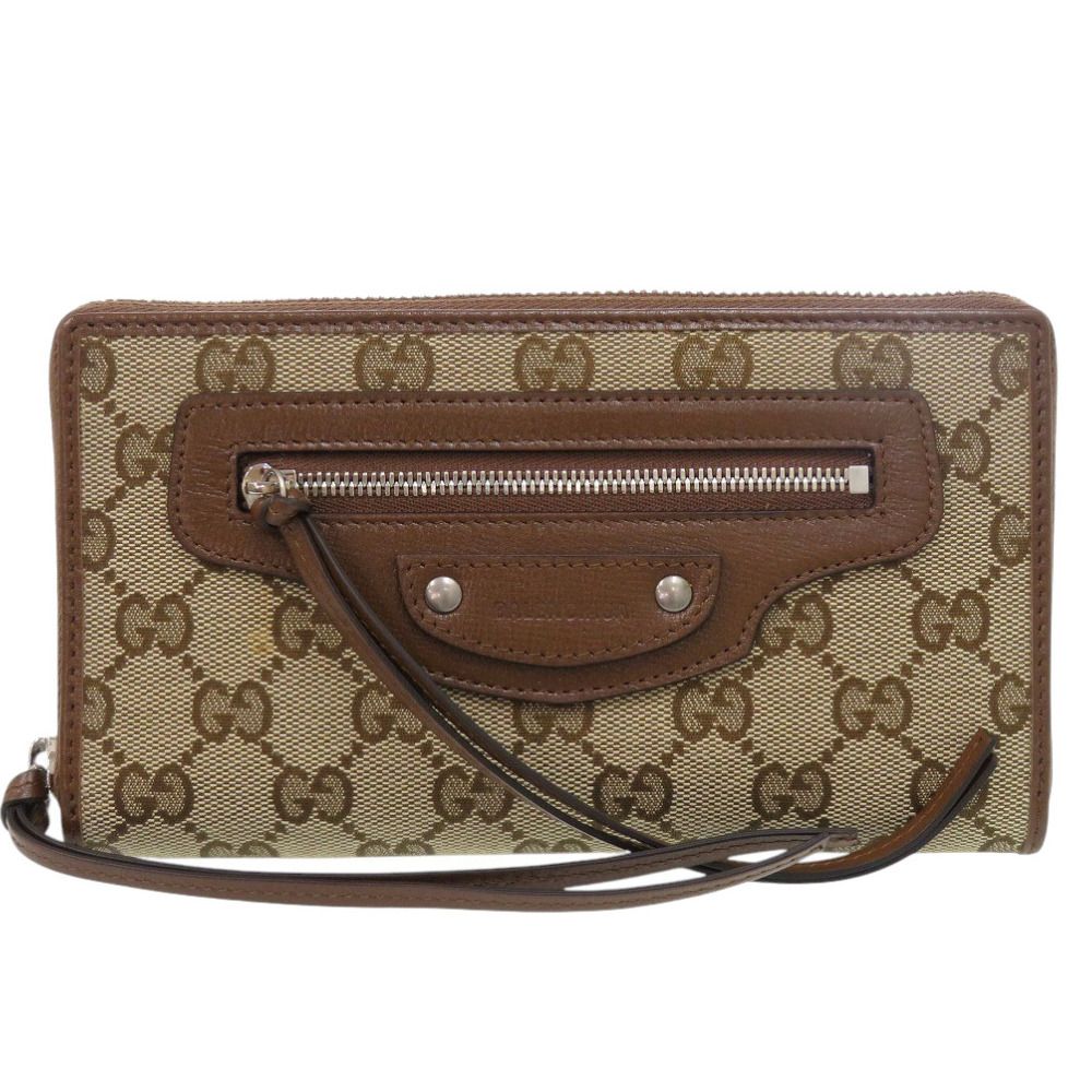 グッチ × バレンシアガ ラウンドファスナー GGキャンバス ベージュ 長財布 1103 GUCCI BALENCIAGA